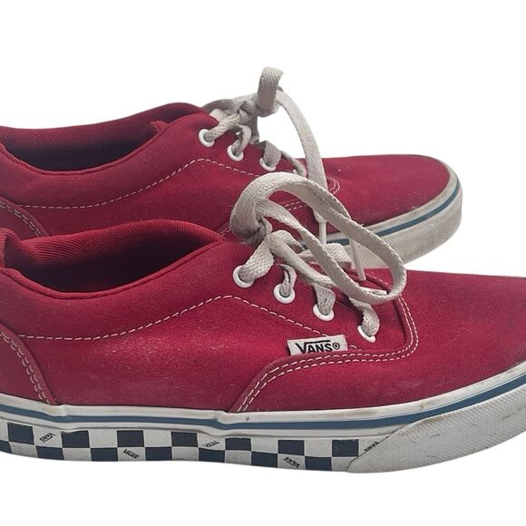 Vans Off The Wall Red Canvas Skateboard Sneakers Youth size 3 Lace Checked sole - Picture 6 of 16